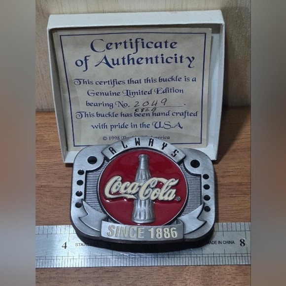 Coca Cola Other - Limited Edition Coca-Cola "Always Since 1886" Belt Buckle | #2049‎ | Box & COA